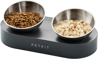 PETKIT 304 Stainless Steel Elevated Cat Bowls&Dog Bowls,Raised Cat Food and Water Bowl Set, Non-Slip, anti Vomiting 15°Tilted Cat Small Animal Plate1