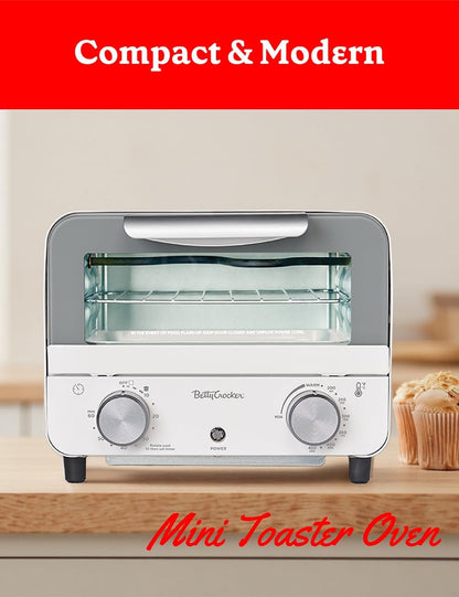 Mini Toaster Oven, 750W, BC-5629W, White | Compact Countertop Oven for Dorms, Rvs, Apartments, 7-Liter Capacity, Adjustable Timer, Includes Baking Tray & Rack2