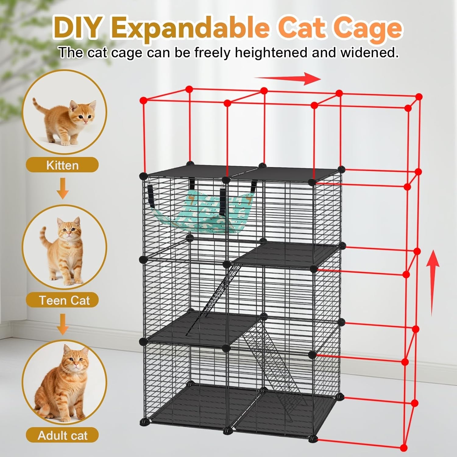 viscoo-cat-cagefor-kitten-3-tier-diy-catio-cat-enclosures-24x16x-36-cat-playpen-indoor-outdoor-with-hammock-detachable-metal-wire-cats-crate-exercise-place-for-squirrel-ferret