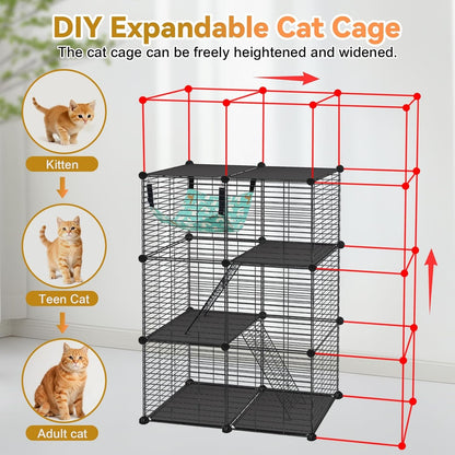 VISCOO Cat Cage(For Kitten), 3-Tier DIY Catio Cat Enclosures, 24"X16"X 36" | Cat Playpen Indoor & Outdoor with Hammock, Detachable Metal Wire Cats Crate, Exercise Place for Squirrel, Ferret9