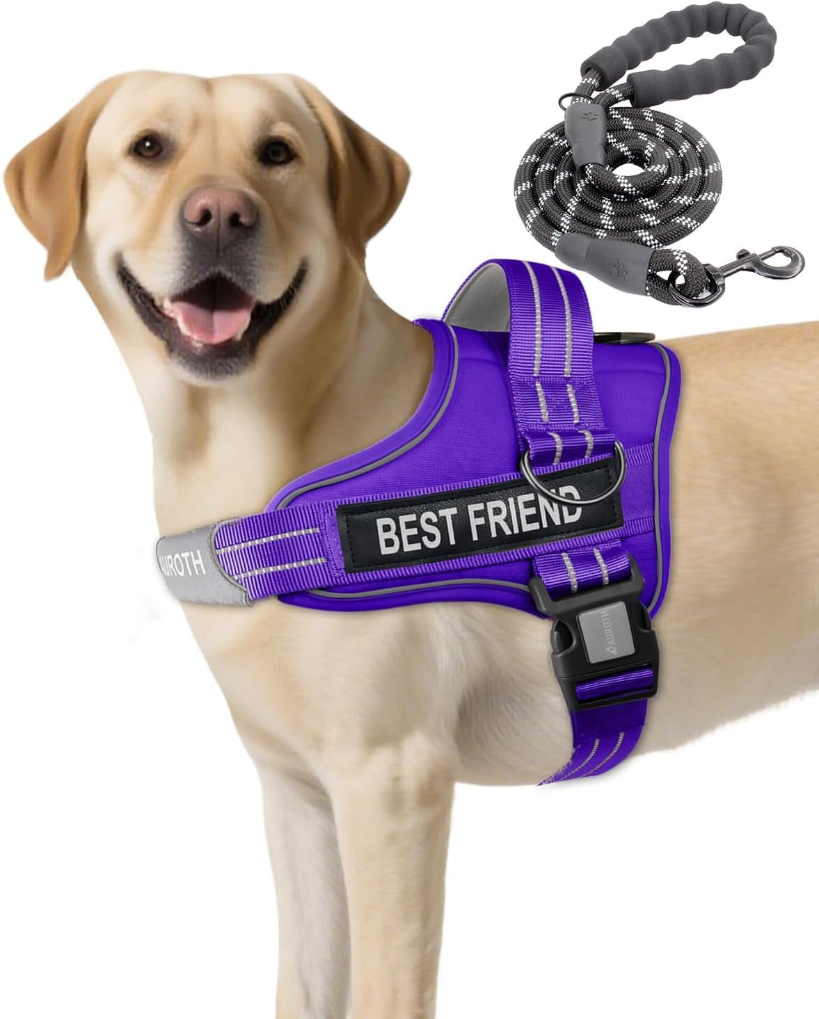 auroth-dog-harness-and-leash-set-soft-padded-service-dog-vest-with-5-25ft-dog-leash-no-choke-easy-on-pet-vest-adjustable-reflective-no-pull-pet-vest-medium-sized-dog-easy-walking-and-training