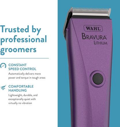 Wahl Professional Animal Bravura Pet, Dog, Cat, and Horse Corded/Cordless Clipper Kit, Purple (#41870-0423)6