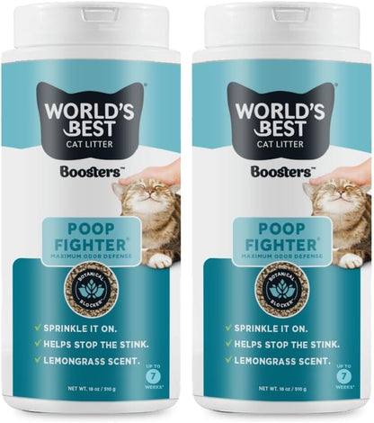 World'S Best Cat Litter, Boosters Poop Fighter Additive, 18 Oz Canister8