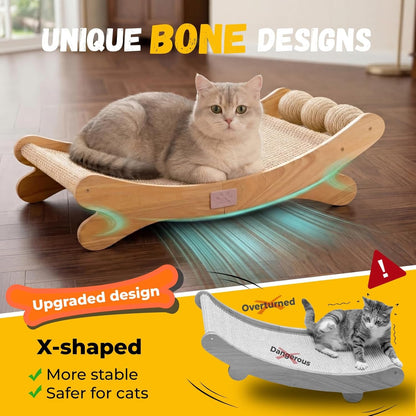 Sisal Cat Scratchers for Indoor Cats - 26.2" Large Cat Scratching Board, Wooden Cat Bed with Scratch Pad, Modern Cat Furniture for Lounging/Sofa Protector2
