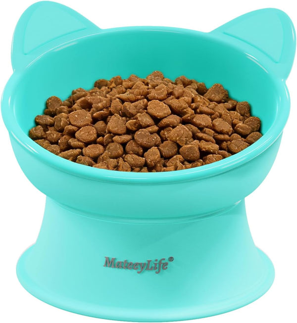 Mateeylife 2 Pack Elevated Cat Food Bowls for Indoor Cats & Kittens | Raised Food and Water Bowl Set, Whisker Friendly & anti Vomit Feeding Pet Bowls, 6 Oz Each, Dishwasher Safe - White & Grey11