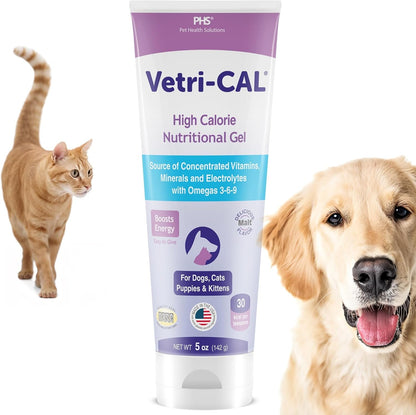 High Calorie Nutritional Gel for Dogs, Cats, Puppies & Kittens – Appetite Booster with Omega 3-6-9, Vitamins A-D-E-B – Recovery & Energy Support – Tasty Malt Flavor – 5 Oz Tube1