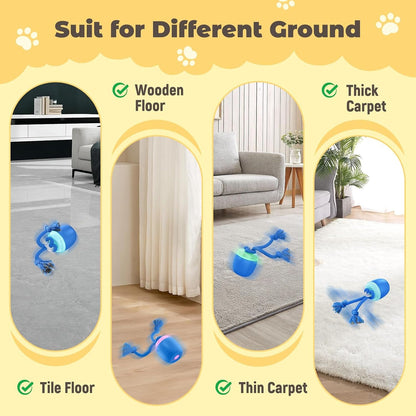 Interactive Dog Toys, Automatic Moving and Rolling Dogs Toy with Rope for Medium/Large Dogs, Interactive Dog Ball to Keep Them Busy(Blue)5