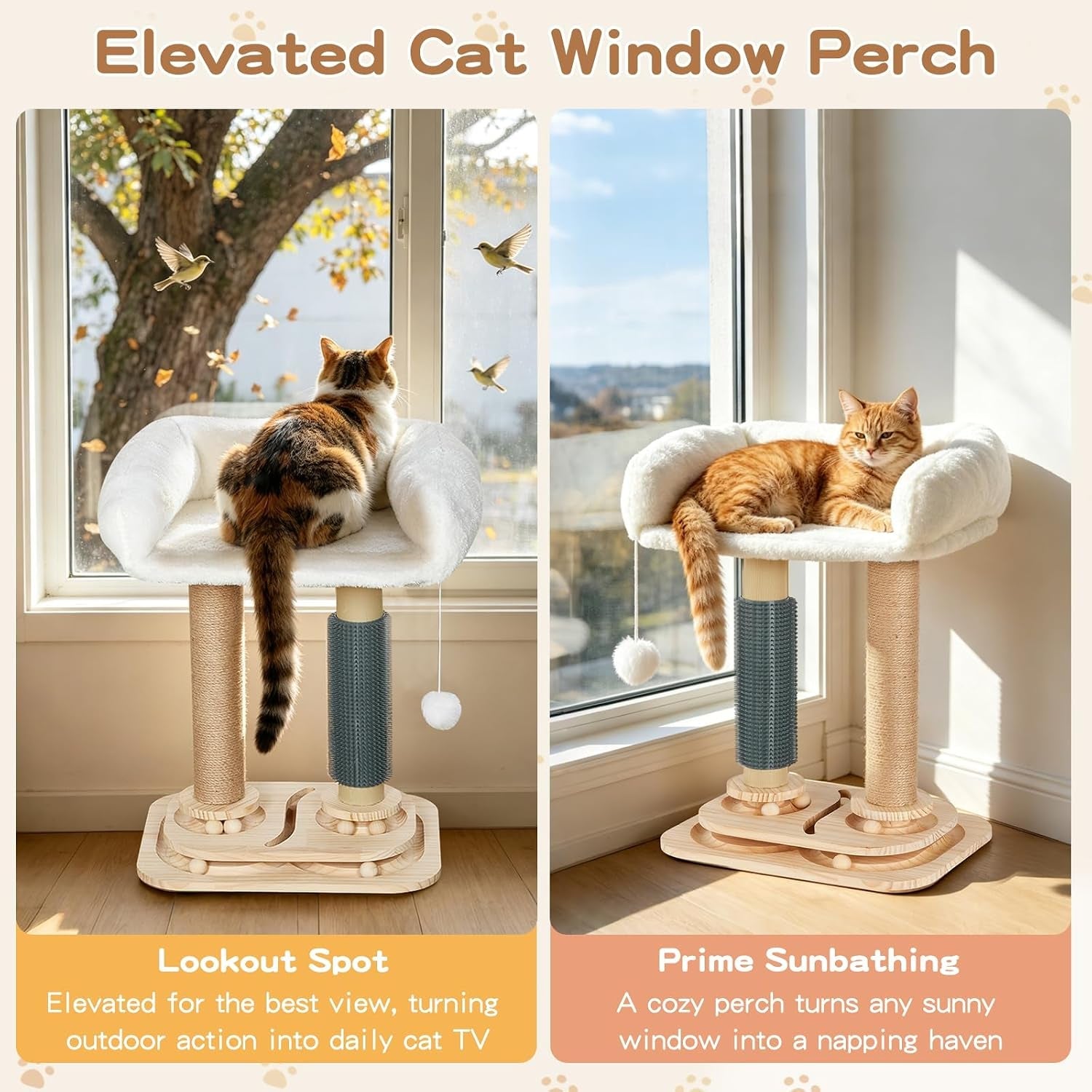 cat-scratching-post-with-bed-4-in-1-small-cat-tree-tower-sisal-scratcher-elevated-washable-bed-track-ball-toy-built-in-self-groomer