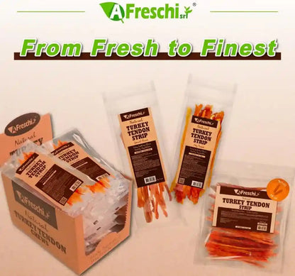 A Freschi Srl Turkey Tendons for Dogs, Usa-Sourced Human Grade, Rawhide-Free Long-Lasting Puppy Chews, All Natural Hypoallergenic Dog Treats for Small Breeds, Strips, 3Oz Pack8