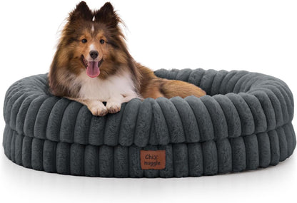 Chixnuggle Orthopedic Dog Bed, Washable Cover, Faux Fur Bolster Pet Couch | Waterproof,Egg Crate Foam,Non-Slip Bottom,For Small Medium Dogs,Dark Grey,30*24*7,Dog Sofa,Puppy Bed1