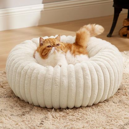 Bedsure Comfyfleece™ Donut Large Dog Bed - Washable Faux Fur with Corduroy Fleece & anti Slip Bottom, round Pet Bed with Removable Cover, Camel Brown, 36X36X8 Inches | 36X36X8In,Calming round Pet Bed,Support Plush , with Removable Corduroy Fleece for Big Dog,Anti Slip Bottom,Camel Brown21