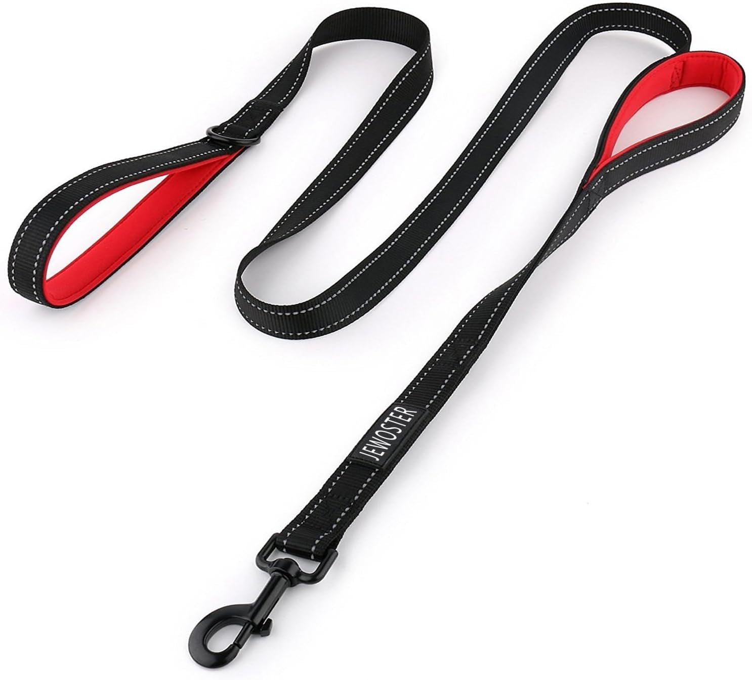 heavy-duty-dog-leash-2-handles-by-padded-traffic-handle-for-extra-control-6foot-long-perfect-for-medium-to-large-dogs-6-ft-black