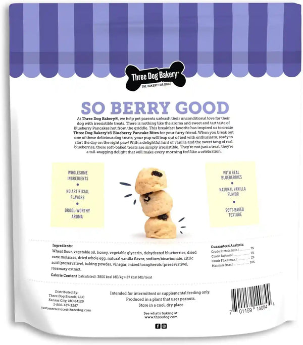 Three Dog Bakery Blueberry Pancake Bites for Dogs - 25 Oz Bag | Soft Baked Training Treats for Dogs - Blueberry Dog Treats2