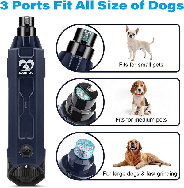 Casfuy 6-Speed Dog Nail Grinder - Newest Enhanced Pet Nail Grinder Super Quiet Rechargeable Electric Dog Nail Trimmer Painless Paws Grooming & Smoothing Tool for Large Medium Small Dogs (Blue)5