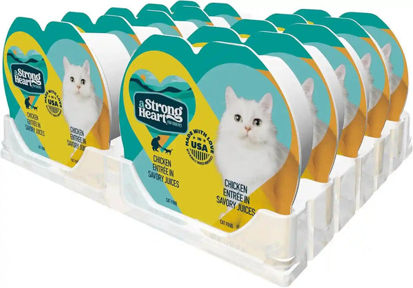 A Strong Heart Split Cup Wet Cat Food, Chicken Entree - 2.6 Oz Split Cups, 20 Servings (Pack of 10), Made in the USA with Real Chicken1