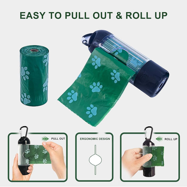 Tubasion 3-In-1 Dog Poop Bag Holder with Flashlight 7-Color, USB-C Rechargeable Doggie Bag Holder for Leash, IPX6 Waterproof Anti-Slip Clip Pet Waste Bag Dispenser for Walking (1 Dispenser, 30 Bags)6