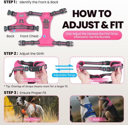 VIVAGLORY No Pull Dog Harness Vest Harness, L, Orange - Patterned | with Handle Front and Back Clip for Training & Pulling, No Pull & Escape Proof Padded Adjustable for Pet Puppy6