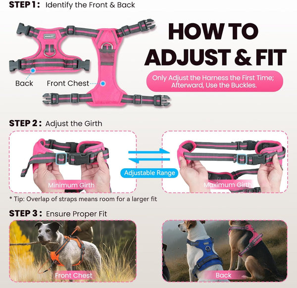 VIVAGLORY No Pull Dog Harness Vest Harness, L, Orange - Patterned | with Handle Front and Back Clip for Training & Pulling, No Pull & Escape Proof Padded Adjustable for Pet Puppy6