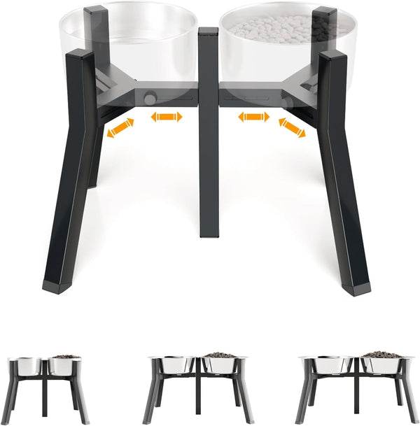 Dog Bowl Stand for Medium Large Dogs, Adjustable Width Elevated Dog Bowls 7-10.6", Raised Dog Food Water Bowls, 11 Inch Tall Single Holder, Black,Bowl Not Included8