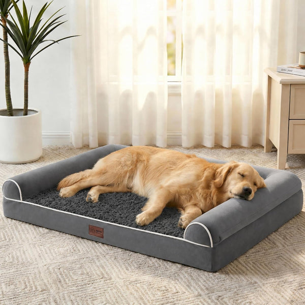 WESTERN HOME Orthopedic XL Dog Bed Extra Large Washable Dog Couch, 42In | Removable Cover, Waterproof Liner, 3-Sided Bolster for Neck Support, Anti-Slip Bottom, OEKO-TEX Certified, Grey,Up to 85 Lbs9