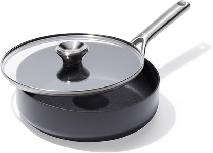 OXO Professional 3QT Saute Pan Jumbo Cooker with Lid, Hard Anodized Ceramic Nonstick Cookware Pfas-Free, Stainless Steel, Induction Suitable, Diamond Reinforced Coating Dishwasher and Oven Safe, Black1