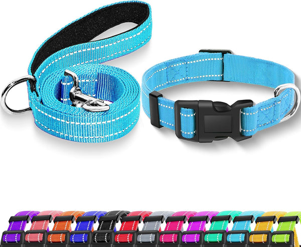 Reflective Dog Collar with Safety Locking Buckle, Adjustable Soft Breathable Nylon Collars for Small, Medium and Large Dogs(Collar+Leash XS Width 5/8" Turquoise) | Adjustable Soft Breathable Nylon Collars for Small, Medium and Large Dogs (XS Width 5/8" Turquoise)19
