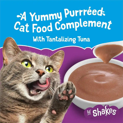 Purina Friskies Pureed Cat Food Topper, Lil’ Shakes with Tantalizing Tuna Lickable Cat Treats - (Pack of 16) 1.55 Oz. Pouches3