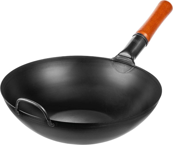 Carbon Steel Wok Pan 13,5“ + Blue Carbon Steel 17-Inch Wok Spatula, Ladle, 3 Pairs of Chopsticks - Set of 2 Heat-Resistant Wok Tools + Premium Wok Cover 13,5 Inch Pan Lid4