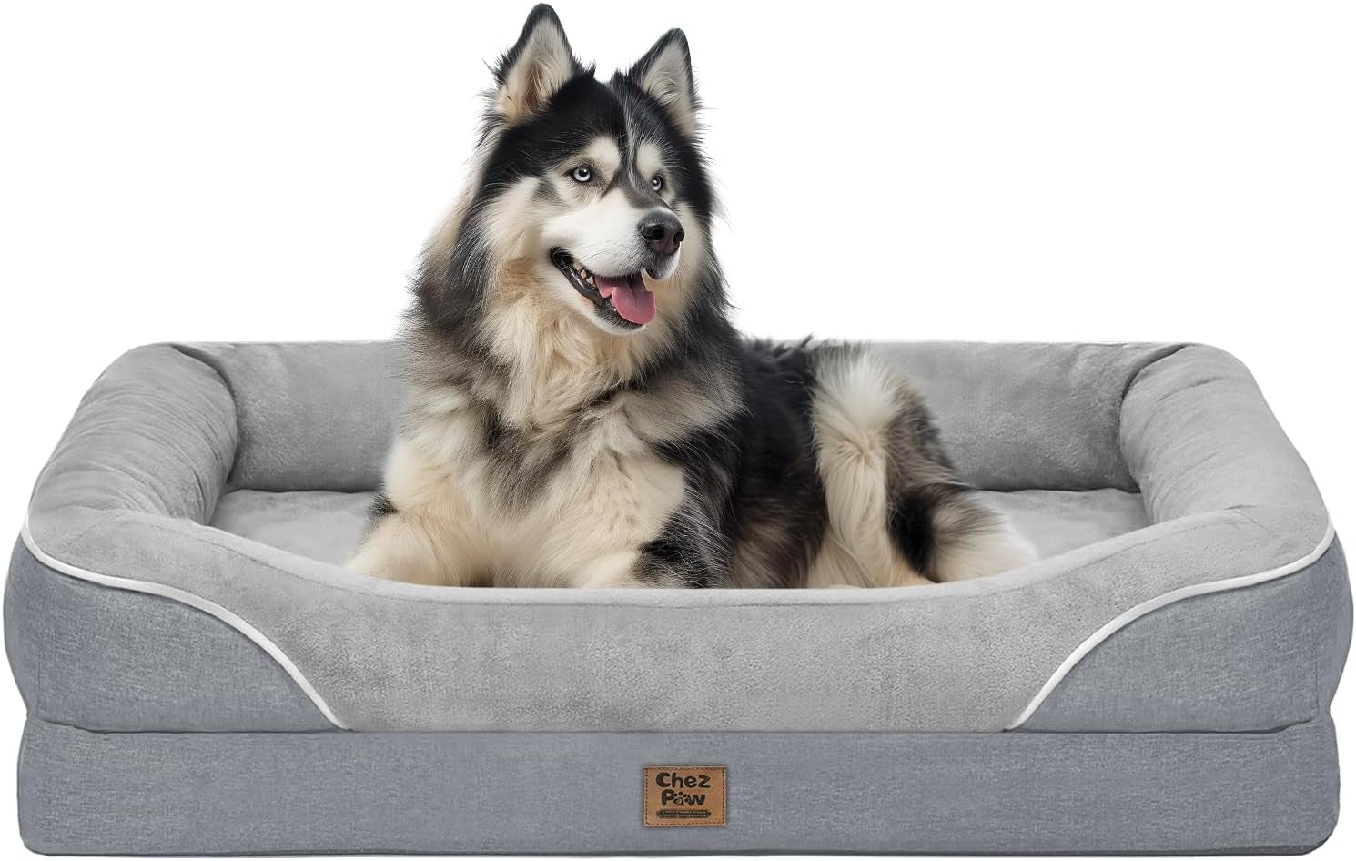 chez-paw-waterproof-orthopedic-xl-dog-bed-for-large-and-extra-large-dogs-egg-crate-foam-4-sided-bolster-support-waterproof-liner-non-slip-bottom-machine-washable-cover-42-x-30-inch