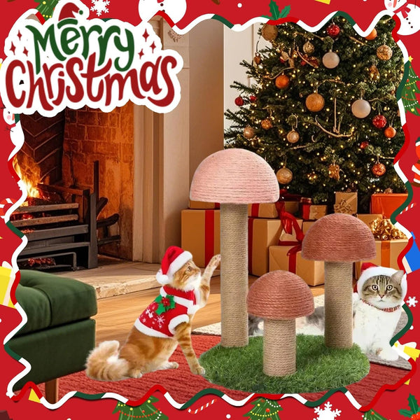 Powerking Cat Scratching Post, Mushroom Claw Scratching Post for Cat, Natural Sisal Cat Scratchers with 3 Mushroom Pole, Cat Interactive Toys8