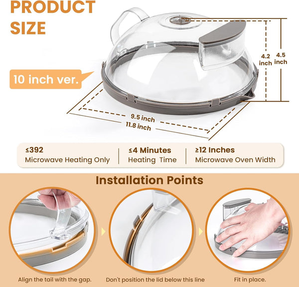 Microwave Splatter Cover with Water Steamer, Integrated Handle, 10 Inch | Microwave Food Cover with Water Reservoir to Keep Food Moist, Kitchen Essentials Gadgets, House Warming Gifts New Home5