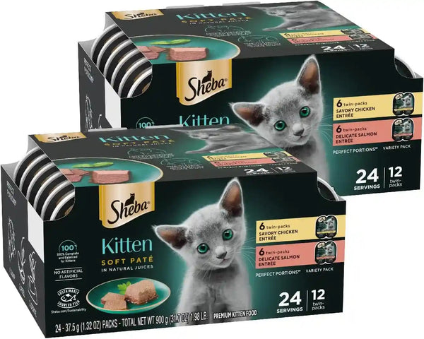 Sheba Perfect Portions Kitten Pate Wet Cat Food, Multipack, 2.6 Oz, 24 Ct | DHA for Brain Development, Vitamin E for Immunity, Real Meat, All Essential Amino Acids, Complete & Balanced, 48 Servings15