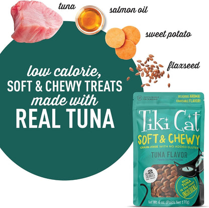 Tiki Cat Soft & Chewy Treats, Tuna Flavor, 3 Calories per Treat with Grain-Free and No Added Gluten, 6 Oz Pouch (Pack of 1)4