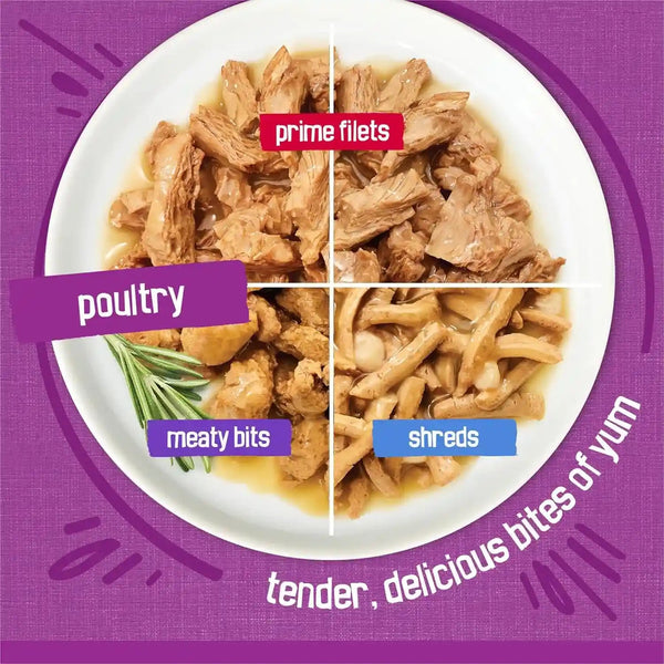 Purina Friskies Gravy Wet Cat Food Variety Pack, Poultry Shreds, Meaty Bits and Prime Filets - (Pack of 32) 5.5 Oz. Cans4