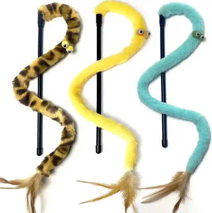 Cat Toys for Indoor Toys,Rainbow Cat Wand Toys,Feather Flips Plush Ball Cat Toys,Interactive Feather Toy for Teaser Play and Chase Exercise with Kitten 6 Pack7