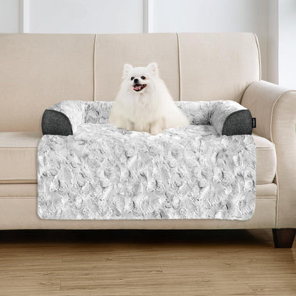 Calming Large Dog Bed for Couch, 41 X 37 Inch Removable Couch Cover for Dogs Washable, Non-Slip Fluffy Plush Dog Sofa Mat for Furniture Protector - Grey14