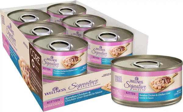 Wellness CORE Signature Selects Flaked Adult Canned Wet Cat Food, Natural, Protein Rich, Grain Free, Skipjack Tuna and Wild Salmon Entrée Recipe, 2.8 Oz, Pack of 12 Cans14