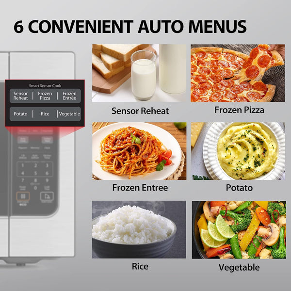 Large Countertop Microwave Oven with Smart Sensor, 2.2 Cu.Ft, 1200W | Smart Humidity Sensor, 6 Auto Menus, Auto Defrost, ECO Mode, Mute Option, 16.5" Memory Turntable, Stainless Steel5