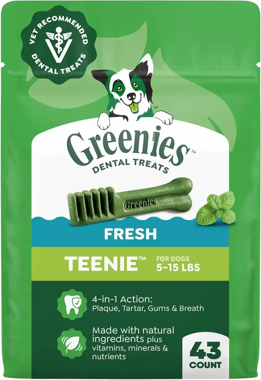 greenies-teenie-natural-dental-dog-treats-fresh-mint-flavor-43-count-veterinarian-recommended-for-dogs-5-15-lbs-cleans-teeth-freshens-breath-promotes-oral-health-12-oz-pack