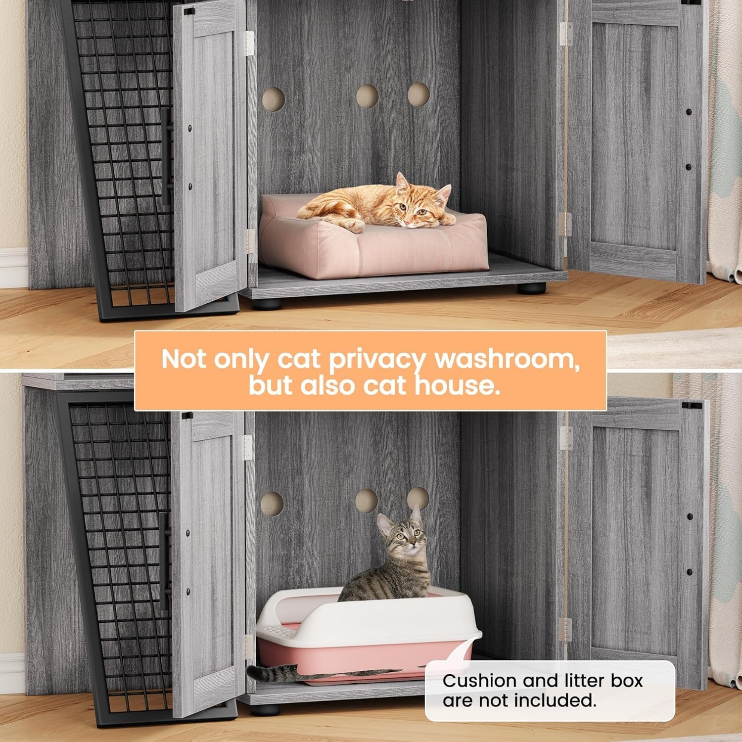idealhouse-modern-cat-litter-box-enclosure-with-platform-double-layer-hidden-litter-box-indoor-washroom-villa-cat-house-with-ladder-33-5-l-x-17-9-w-x-41-9-h-dark-grey