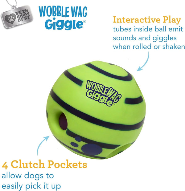 Wobble Wag Giggle Ball, Interactive Dog Toy, Fun Giggle Sounds When Rolled or Shaken, Pets Know Best, as Seen on TV3