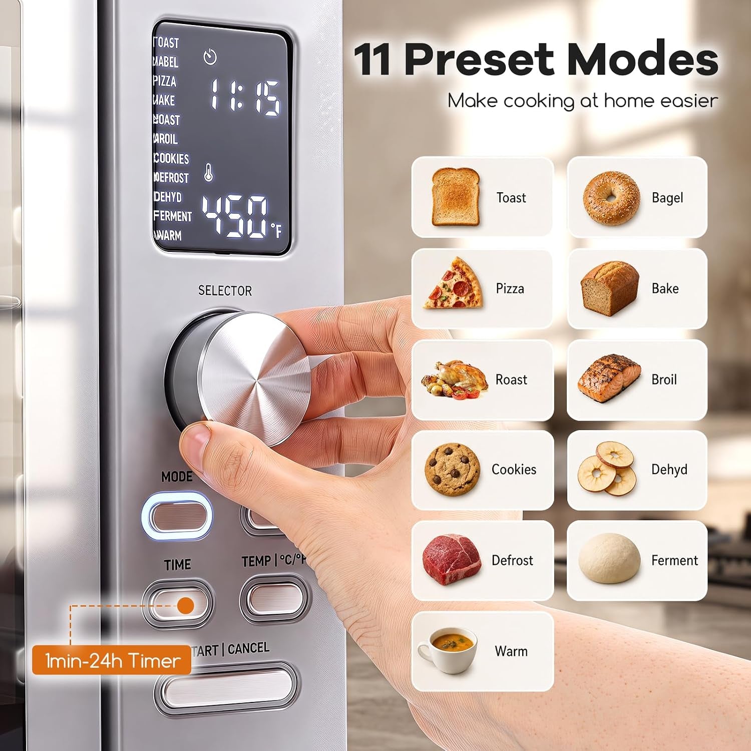 25l-26-4-qt-air-fryer-toaster-oven-w-dual-french-doors-compact-countertop-oven-w-11-presets-1500w-high-power-baking-tray-baking-rack-crumb-tray-oven-tray-clip-for-family