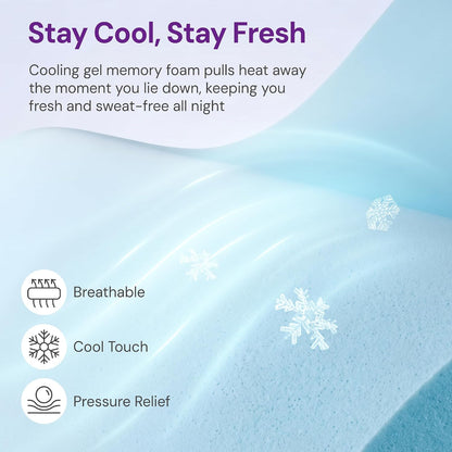King Size 10 Inch Cooling Gel Memory Foam Mattress, Medium Feel | Pressure Relief & Ergonomic Support, Cool Sleep, Machine Washable Anti-Slip Cover, Fiberglass Free, Certipur-Us Certified2