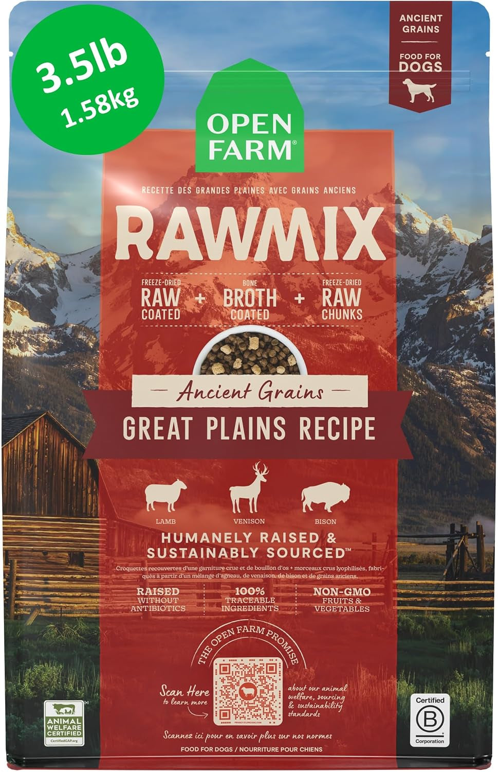 open-farm-rawmix-ancient-grains-dry-dog-food-wild-ocean-kibble-20lb-bag-wild-caught-whitefish-salmon-and-rockfish-freeze-dried-raw-chunks-100-traceable-ingredients-non-gmo-fruits-veggies
