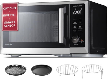 Optichef Series Countertop Microwave Oven with Air Fryer, Inverter, Convection, Broil, Smart Sensor, 1.0 Cu.Ft, 1000W, Stainless Steel1