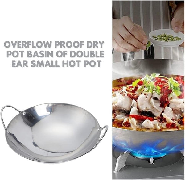 Metal Wok Pan Kitchen 2Pcs Stainless Steel Wok Pans Small Stir Frying Pan with Double Handle Nonstick Deep Cooking Pot for Induction Electric Gas Stoves 8Inch Stir Fry Wok5