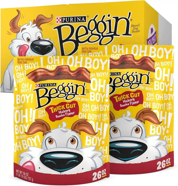 Purina Beggin' Strips Real Meat Dog Treats, Thick Cut Hickory Smoke Flavor - (Pack of 2) 26 Oz. Pouches1