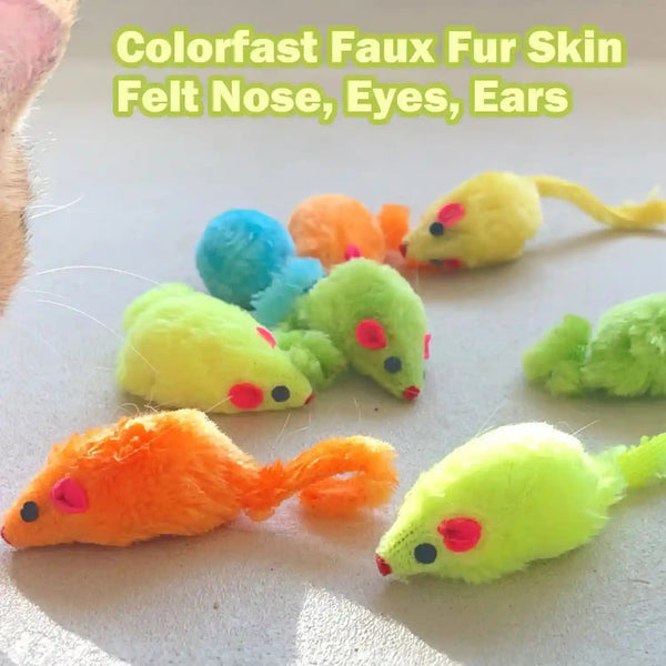 Meohui 12PCS Rattle Cat Mouse Toys Also Prefilled Catnip, 2.36” Mice Body Size, Faux Fur Cat Mice Toys with Plastic Body, Interactive Catnip Toys for Indoor Cats Play Fetch5