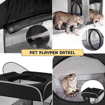Tailtastic Large Cat Playpen with Separate Areas,Outdoo&Indoor Cat Enclosures,Portable Pet Playpen for Indoor Cats,Puppy and Small Animals, Dog Playpen with Carrybag. | Ideal for Multi-Pet Households, Works as Birthing & Nursing Den, Pet-Safe Soft Material, Prevents Escape & Furniture Damage5