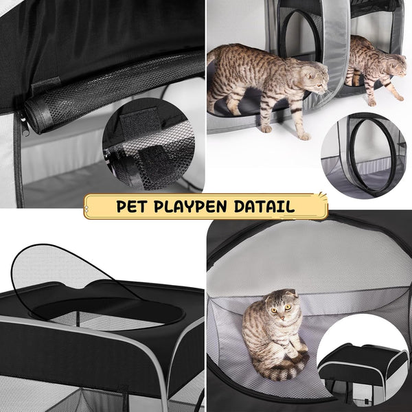 Tailtastic Large Cat Playpen with Separate Areas,Outdoo&Indoor Cat Enclosures,Portable Pet Playpen for Indoor Cats,Puppy and Small Animals, Dog Playpen with Carrybag. | Ideal for Multi-Pet Households, Works as Birthing & Nursing Den, Pet-Safe Soft Material, Prevents Escape & Furniture Damage5
